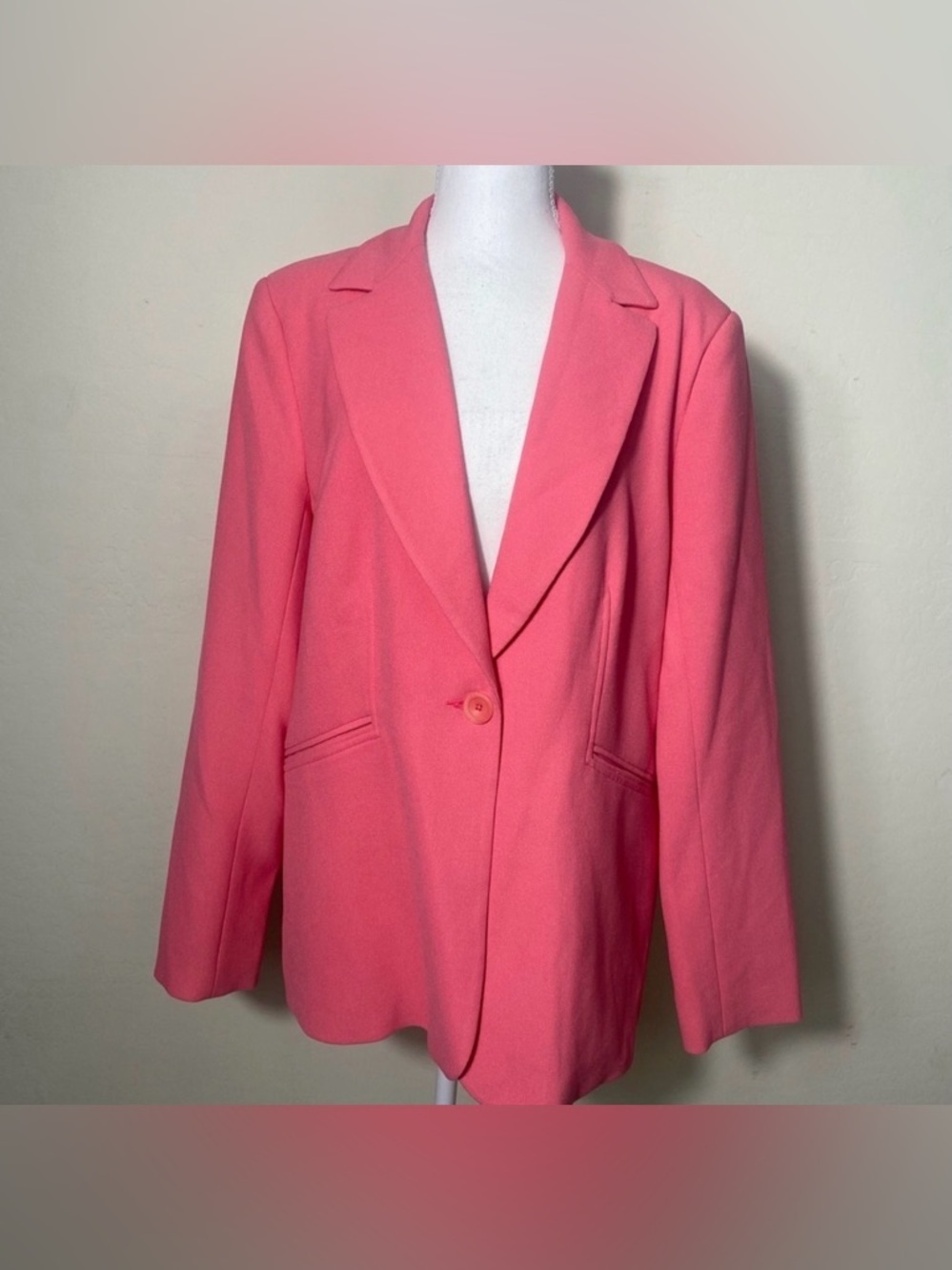 Trina Turk Coral-Pink Single-Button Blazer